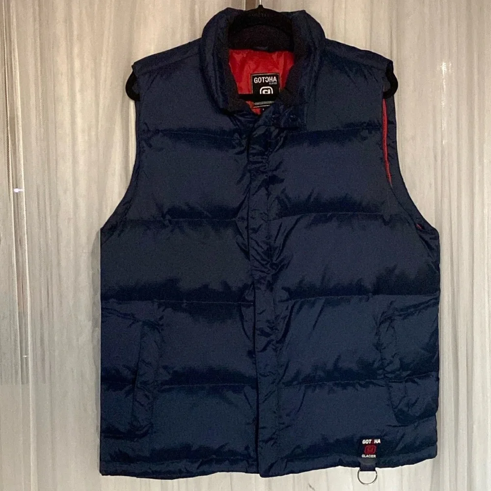 Gotcha glacier men’s dark blue down/feather puffer vest! Size L - Picture 1 of 12